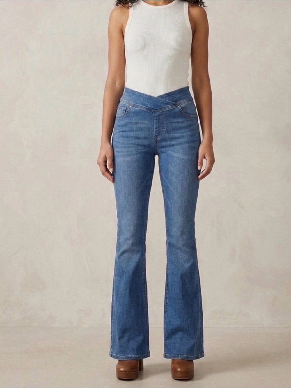 Source Unknown Blue High-Rise V-Waist Flare Jeans